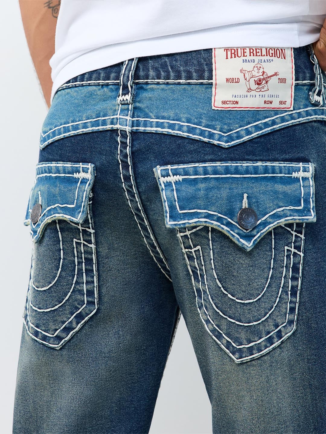 True Religion Men Blue Ricky Super T Solid Straight Fit Jeans
