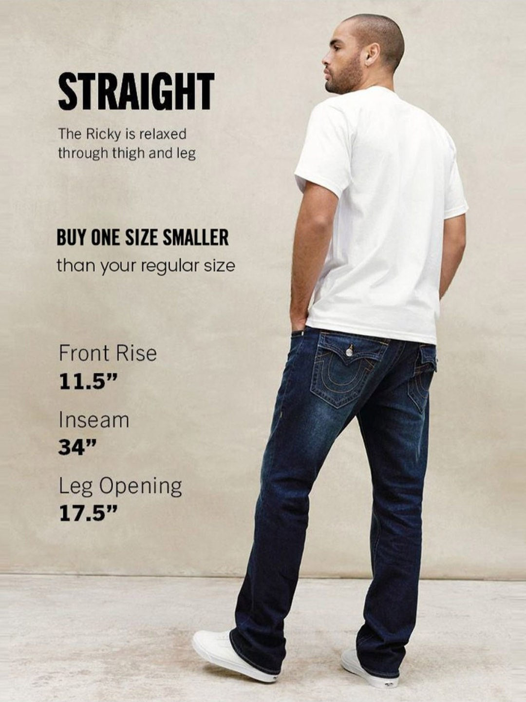 True Religion Men Blue Ricky Super T Solid Straight Fit Jeans