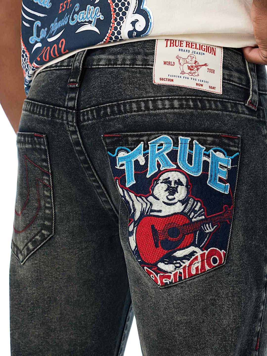 True Religion Men Ricky Super T Blue Solid Straight Fit Jeans
