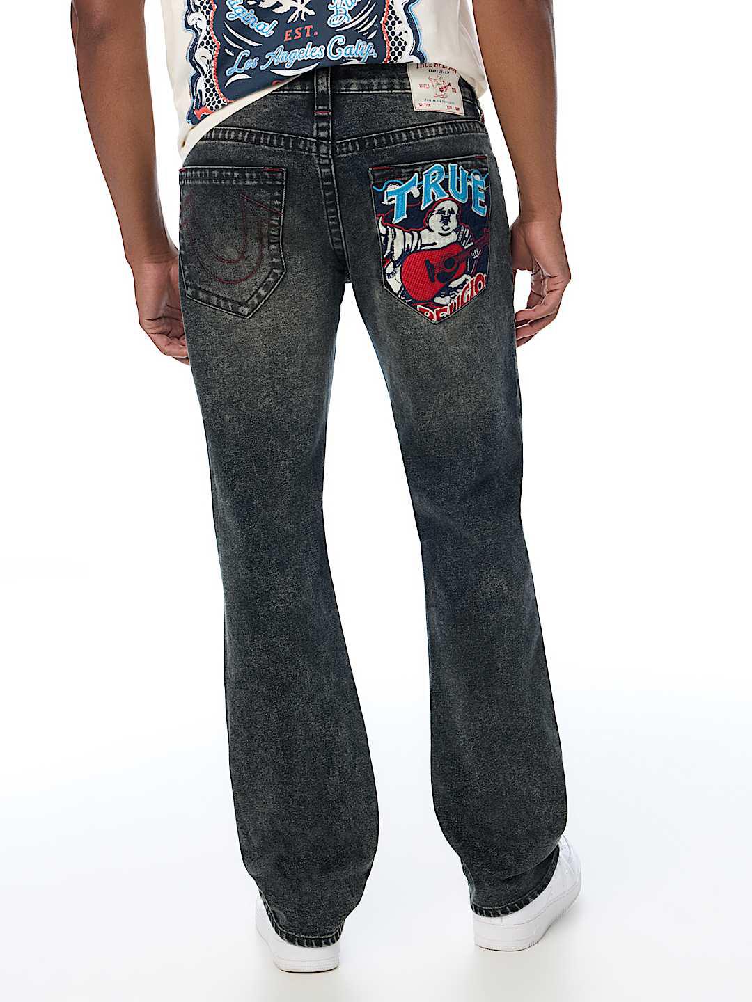 True Religion Men Ricky Super T Blue Solid Straight Fit Jeans