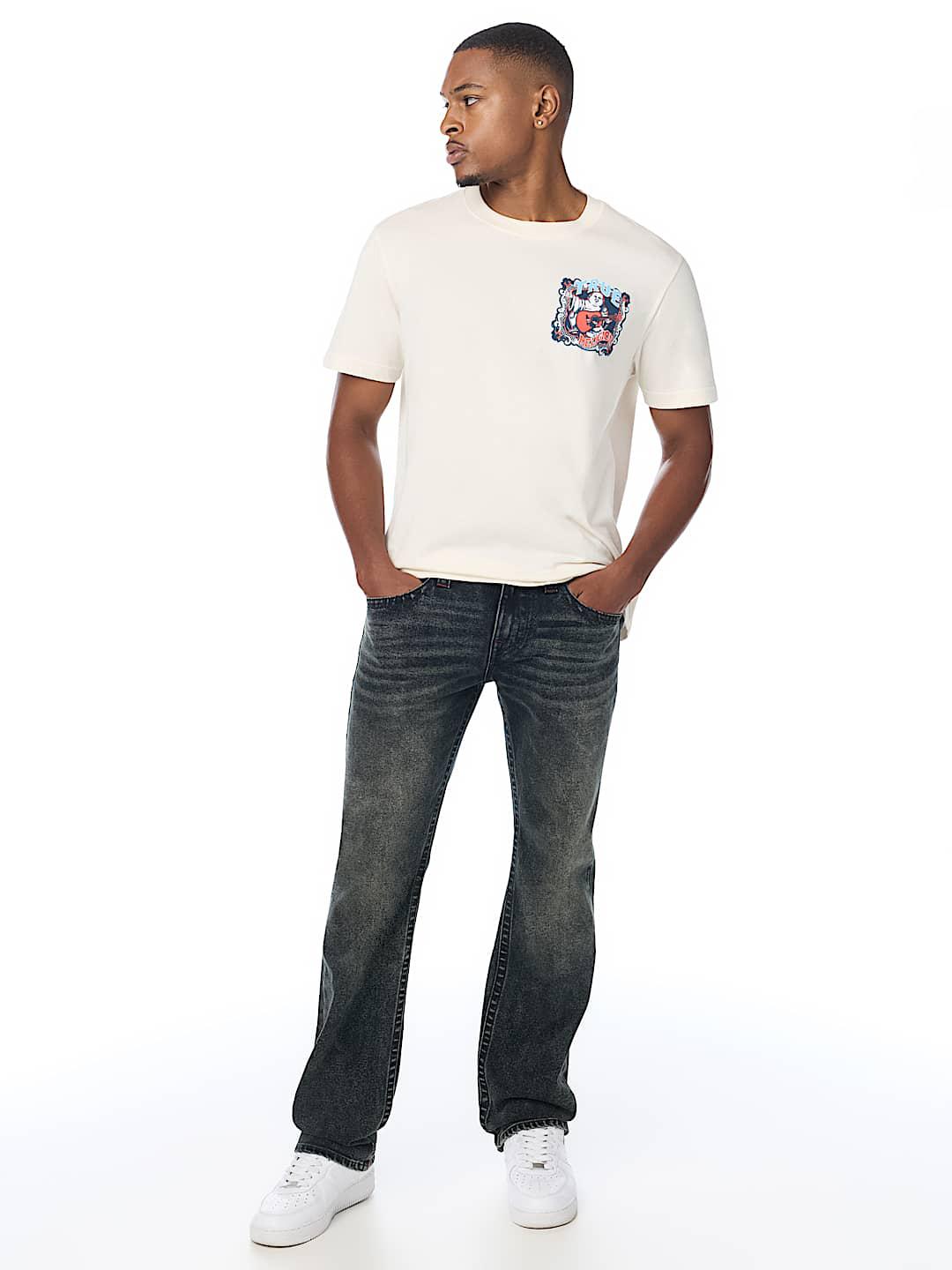 True Religion Men Ricky Super T Blue Solid Straight Fit Jeans