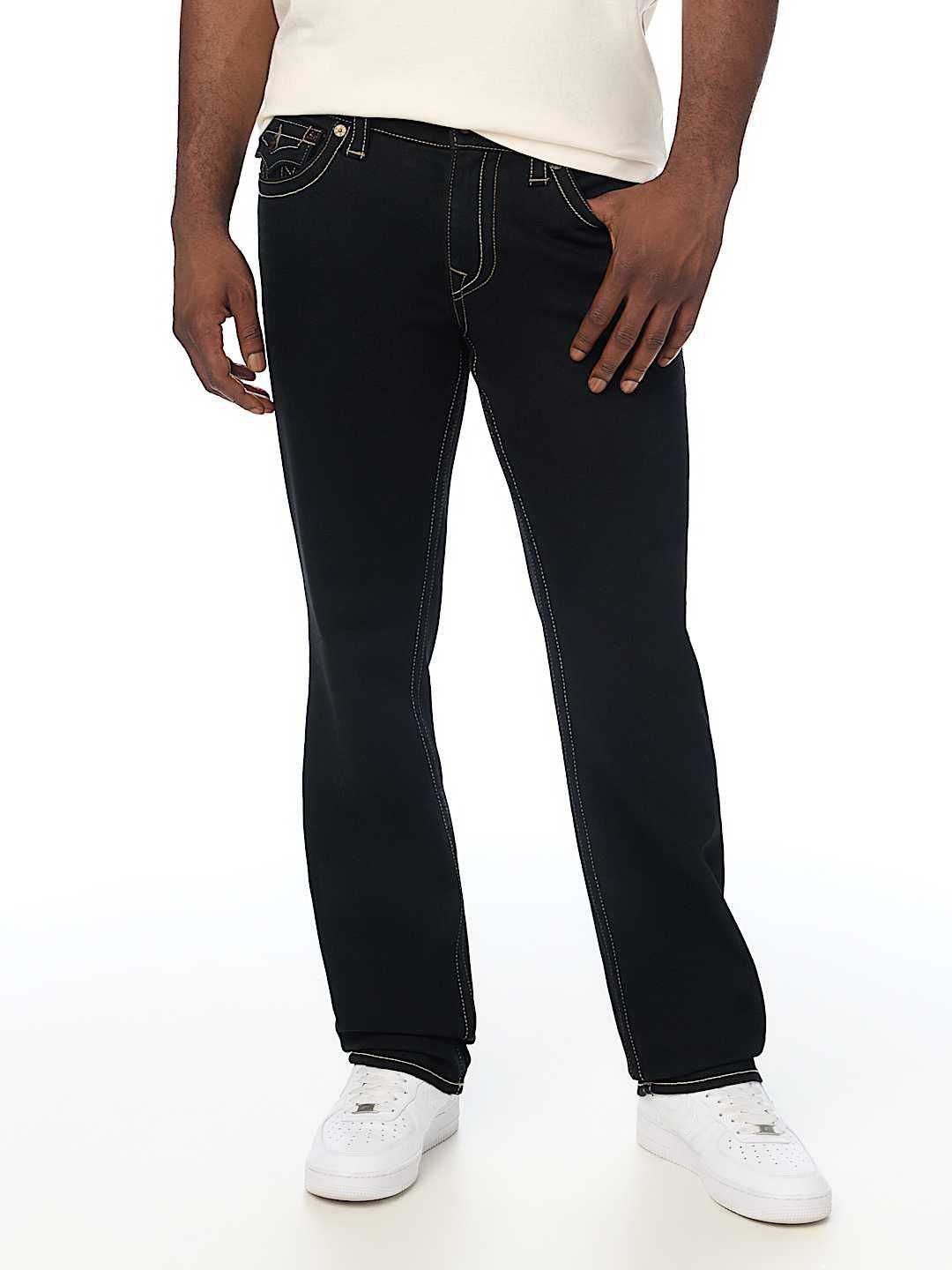 True Religion Men Black Solid Ricky SN Straight Fit Jeans