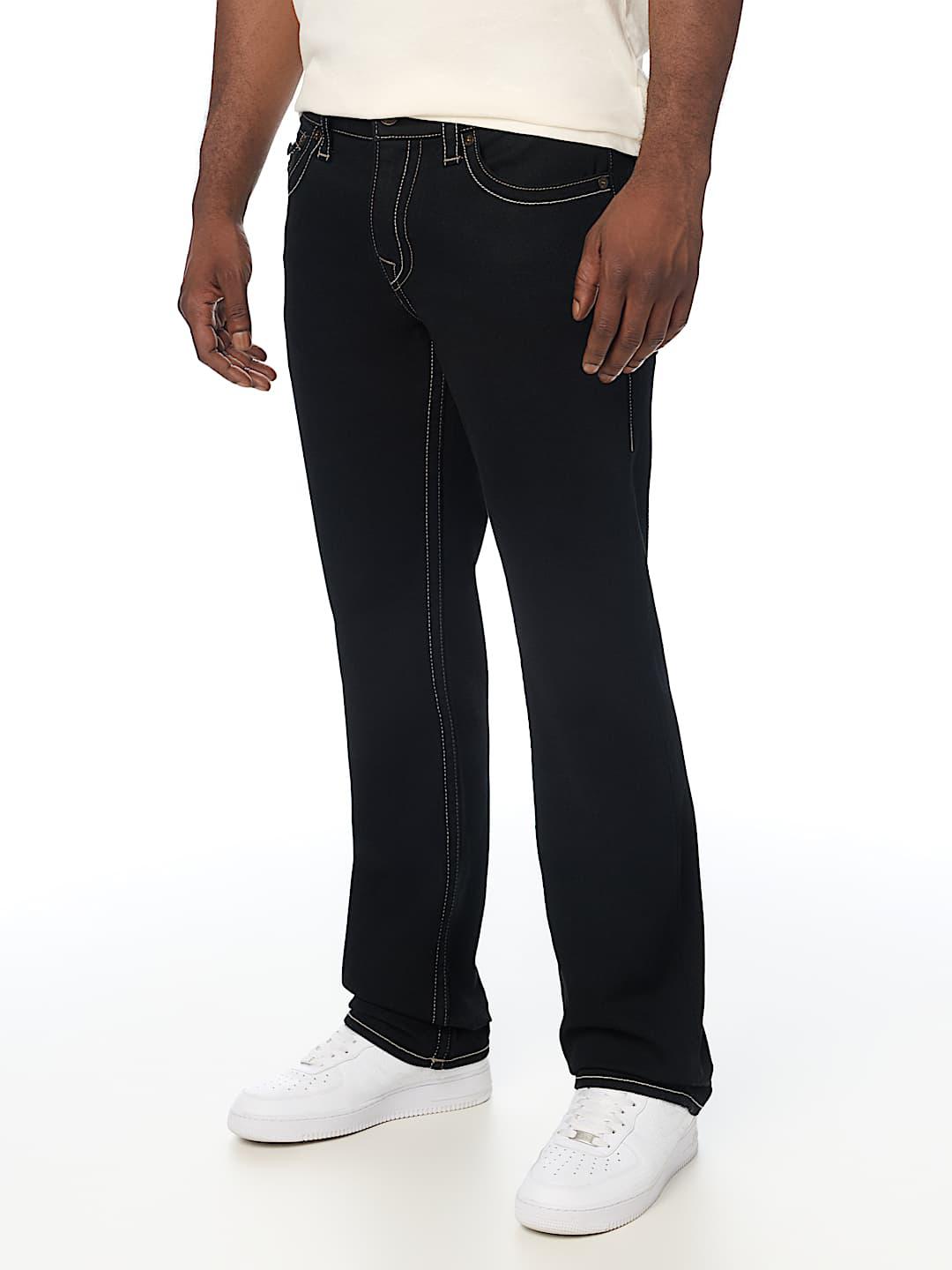 True Religion Men Black Solid Ricky SN Straight Fit Jeans