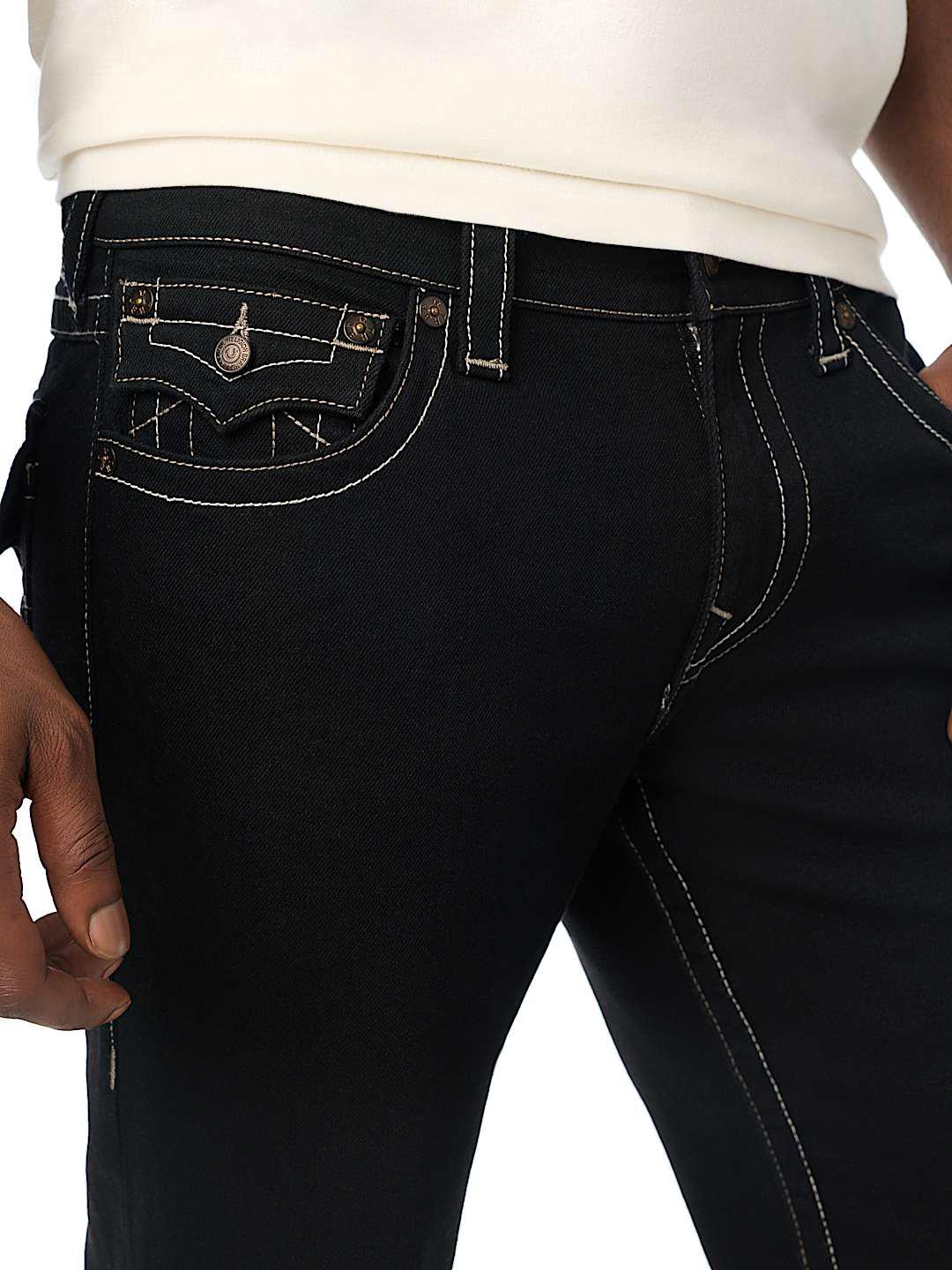 True Religion Men Black Solid Ricky SN Straight Fit Jeans