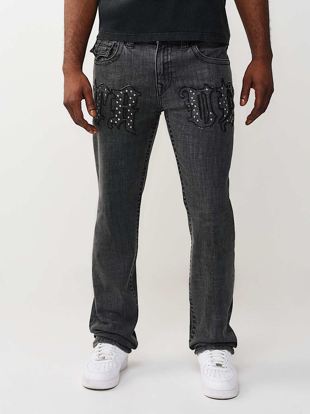 True Religion Grey Straight Fit Ricky SN Stretchable Jeans