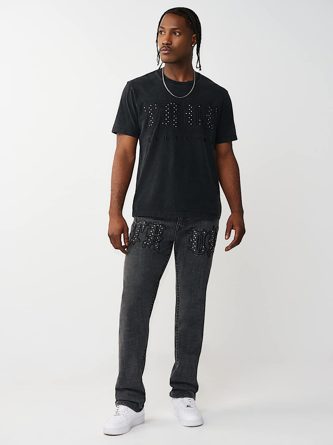 True Religion Grey Straight Fit Ricky SN Stretchable Jeans