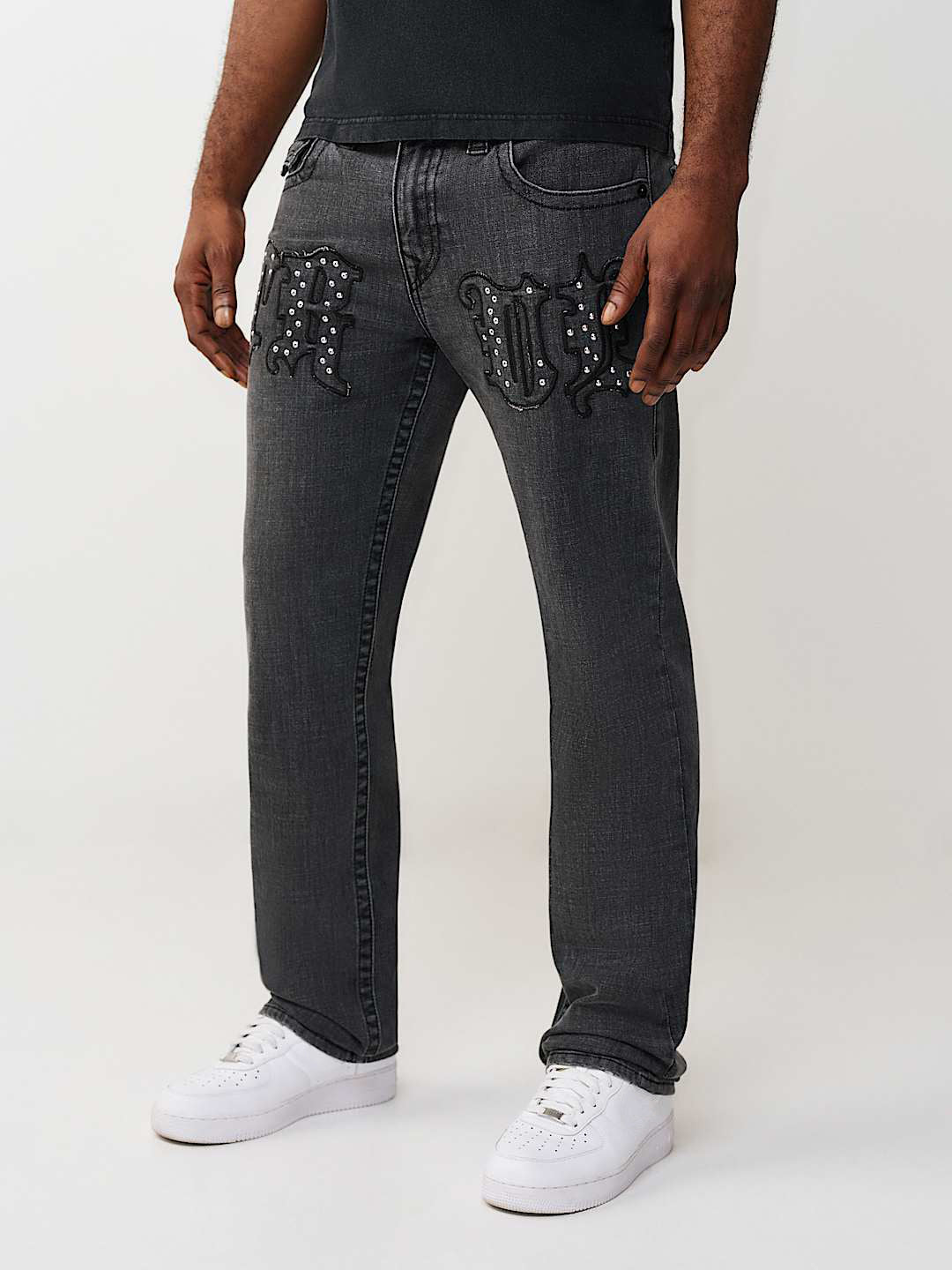 True Religion Grey Straight Fit Ricky SN Stretchable Jeans