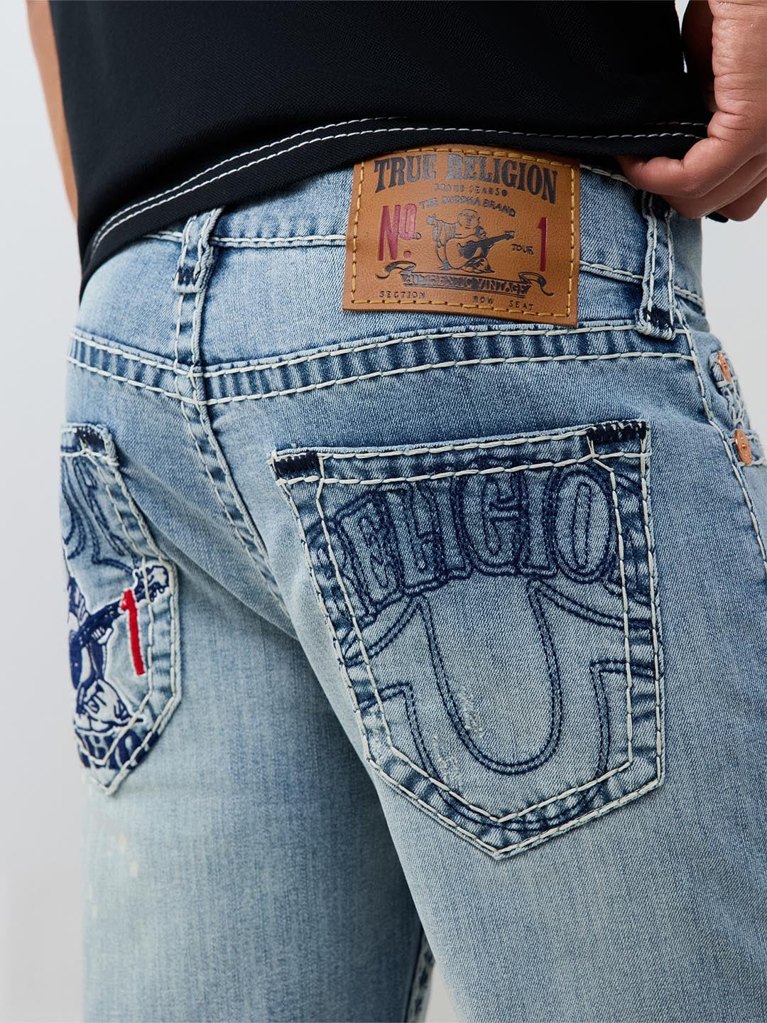 True Religion Men Blue Billy Super T Solid Bootcut Jeans