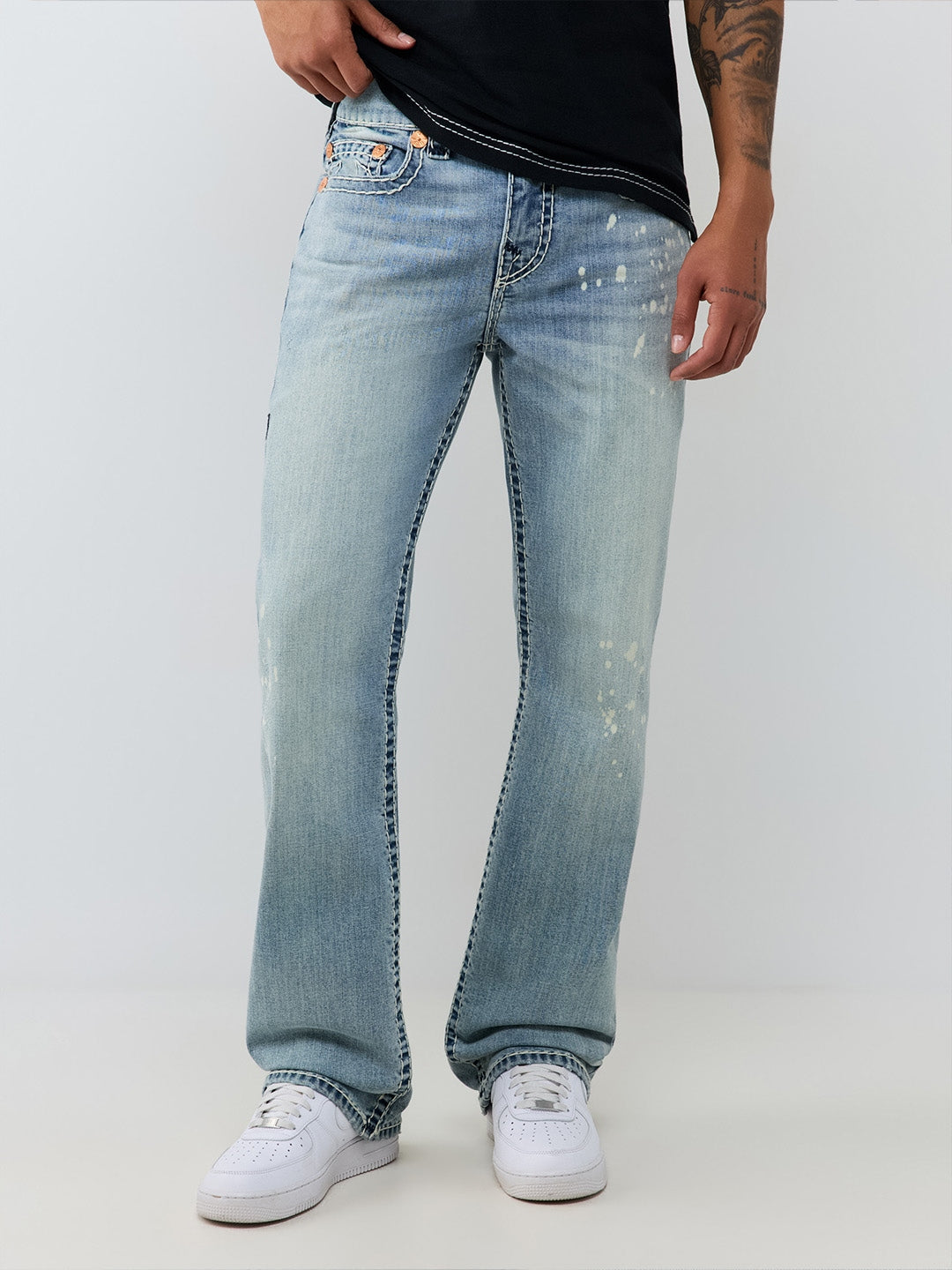 True Religion Men Blue Billy Super T Solid Bootcut Jeans