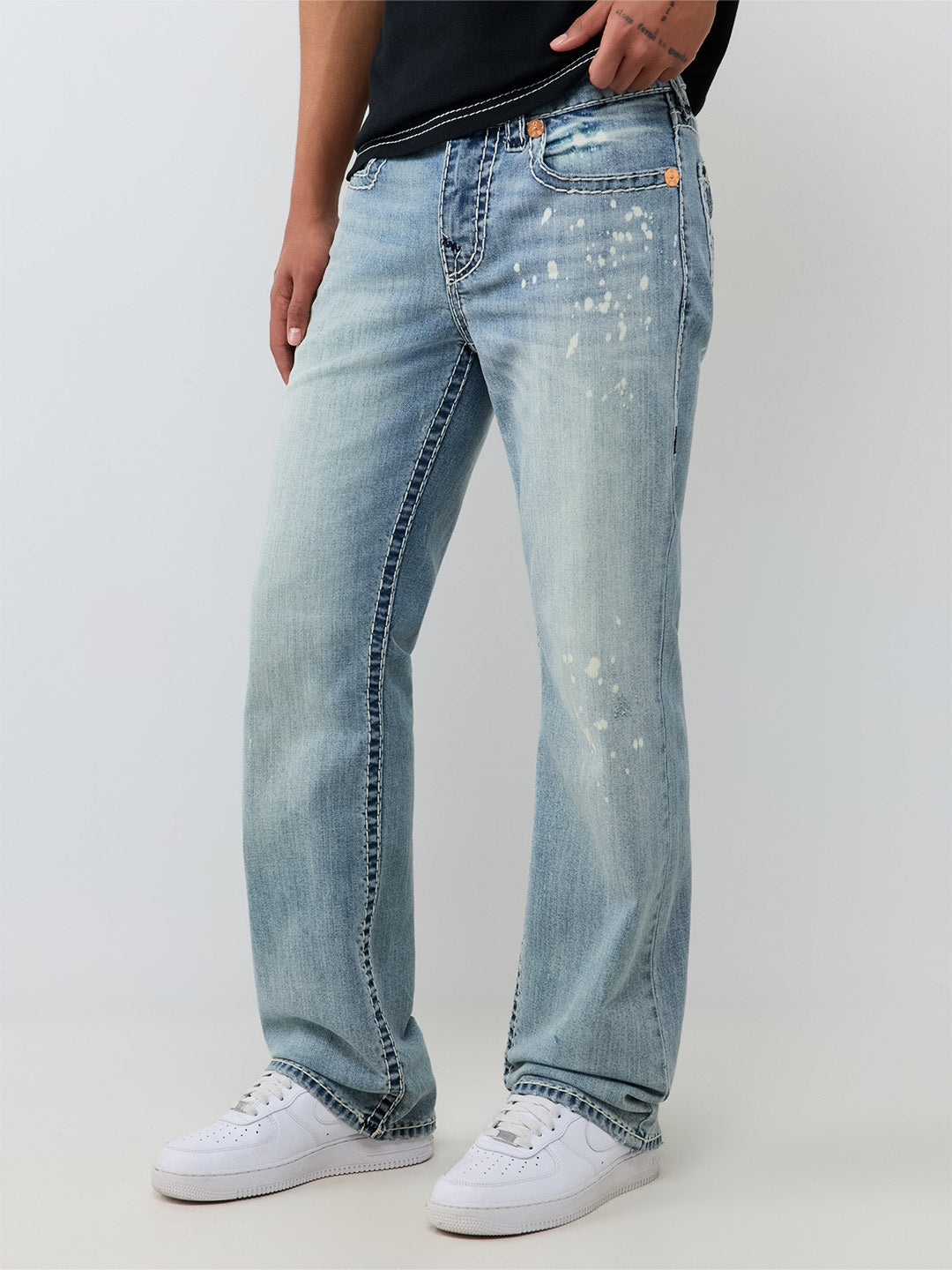 True Religion Men Blue Billy Super T Solid Bootcut Jeans