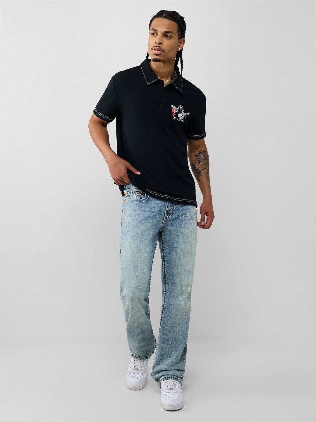True Religion Men Blue Billy Super T Solid Bootcut Jeans