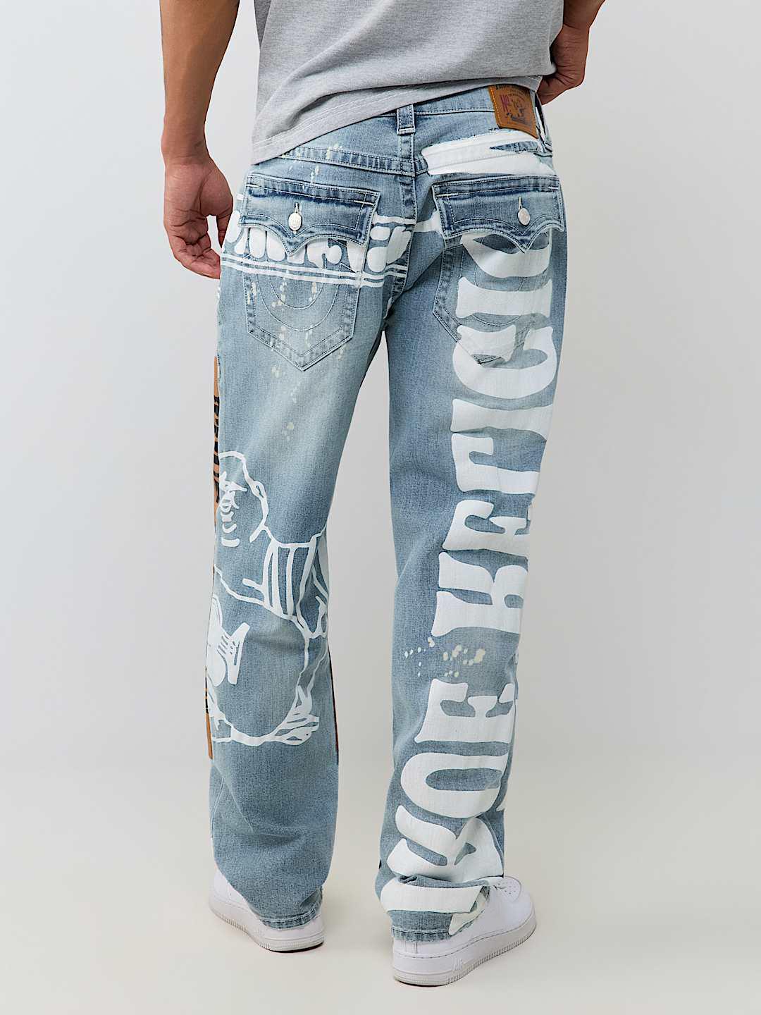 True Religion Men Blue Embroidered Bobby SN Baggy Fit Jeans