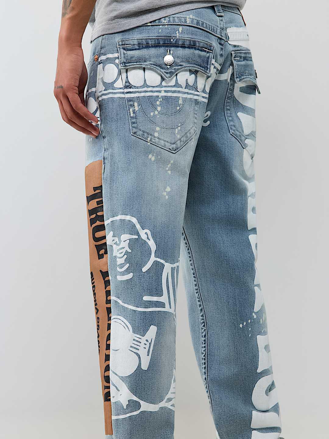 True Religion Men Blue Embroidered Bobby SN Baggy Fit Jeans