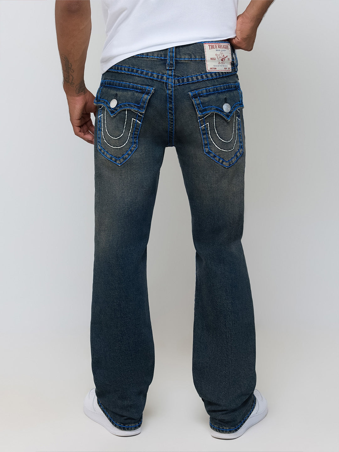 True Religion Men Navy Blue Ricky Super T Solid Straight Fit Jeans