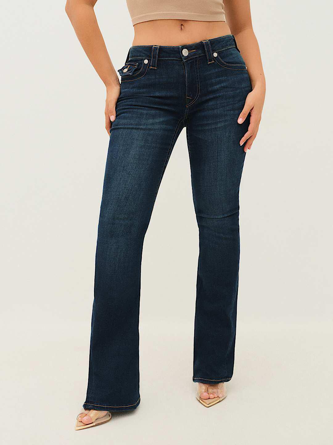 True Religion Joey SN Women Navy Blue Solid Flare Fit Jeans