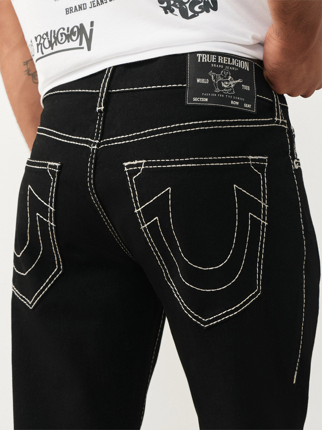 True Religion Black Slim Fit Geno Big T Stretchable Jeans