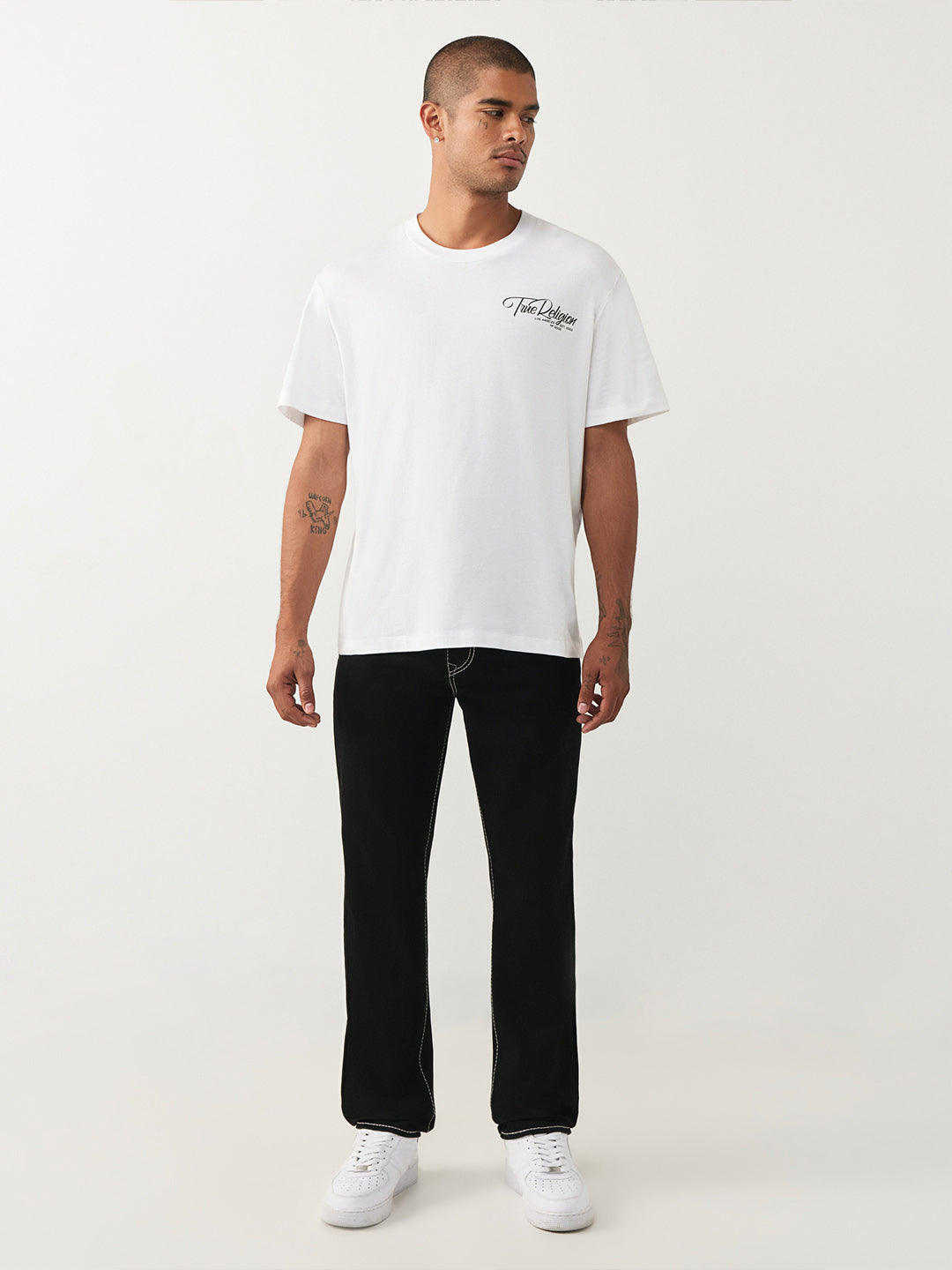 True Religion Black Slim Fit Geno Big T Stretchable Jeans
