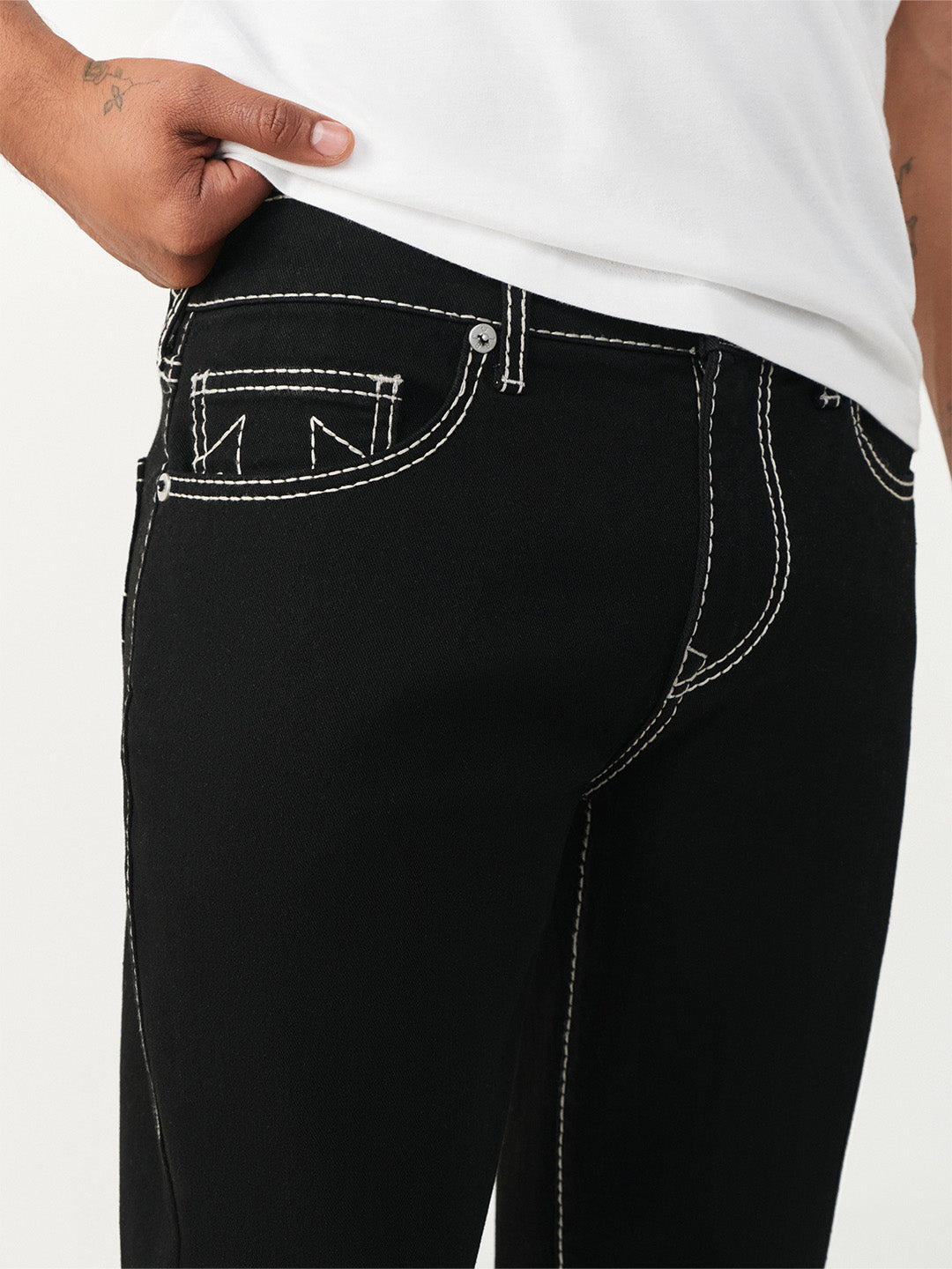 True Religion Black Slim Fit Geno Big T Stretchable Jeans