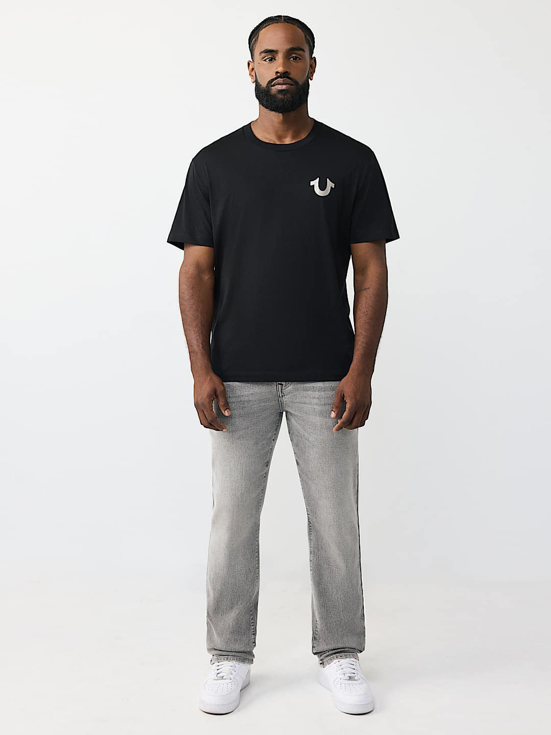 True Religion Grey Straight Fit Ricky SN Stretchable Jeans