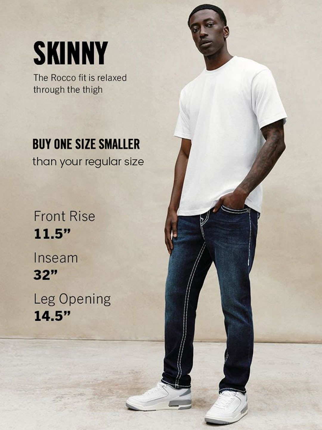True Religion Blue Slim Fit Rocco Big T Stretchable Jeans