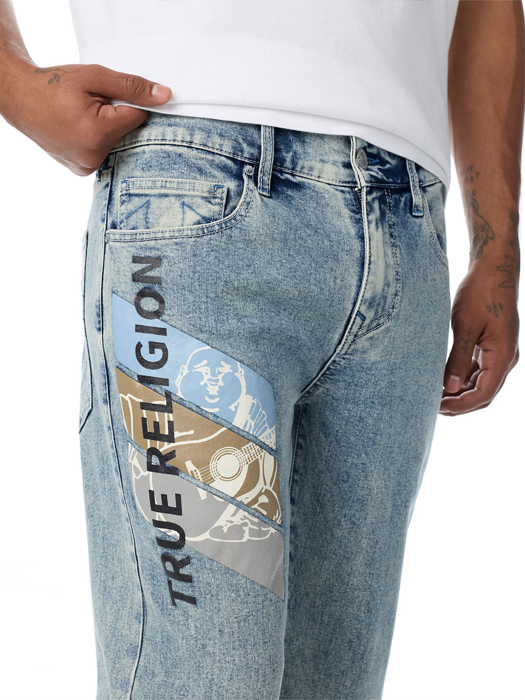 True Religion Blue Slim Fit Geno Typography Stretchable Jeans