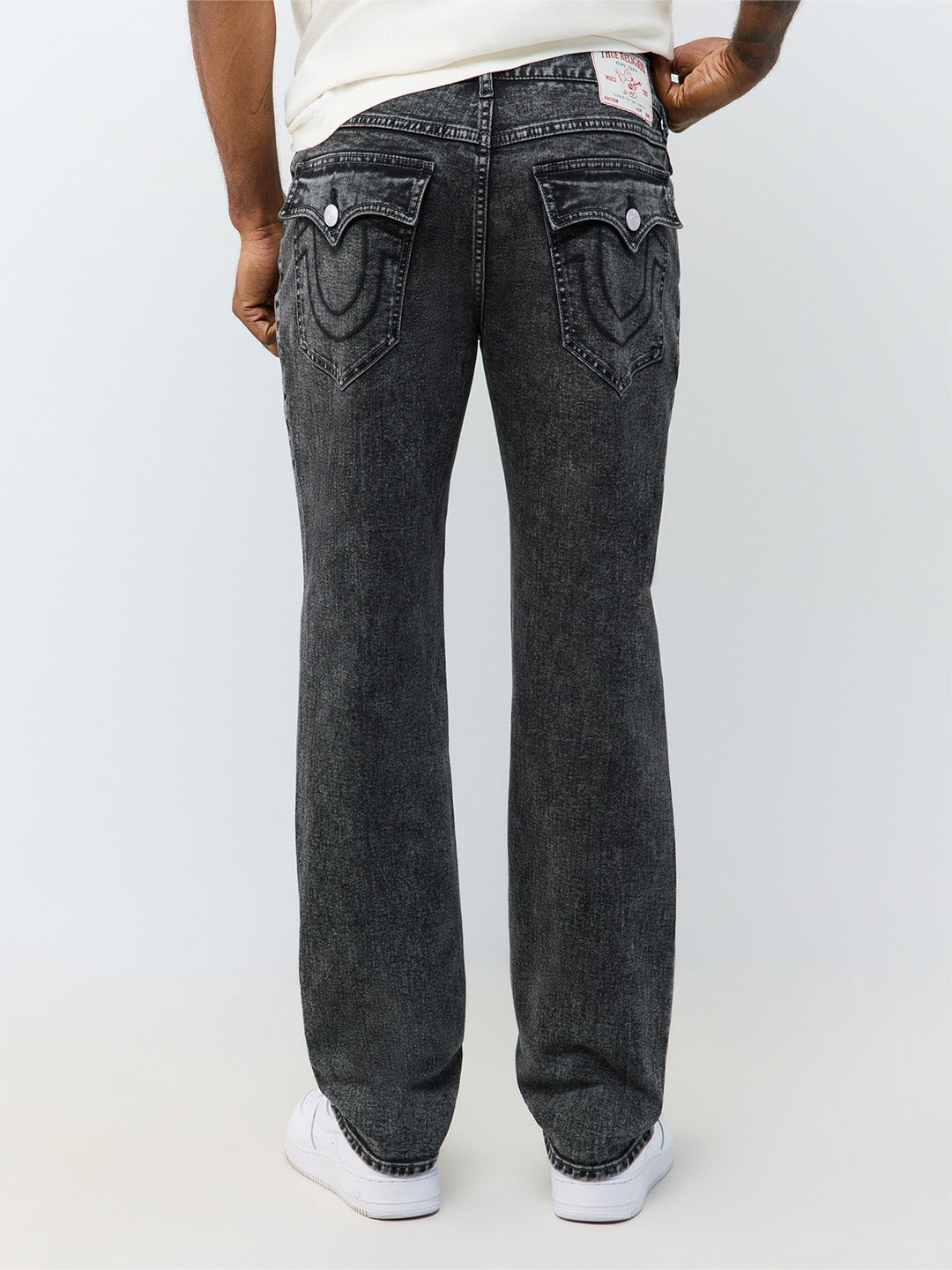 True Religion Men Grey Geno SN Solid Slim Fit Jeans