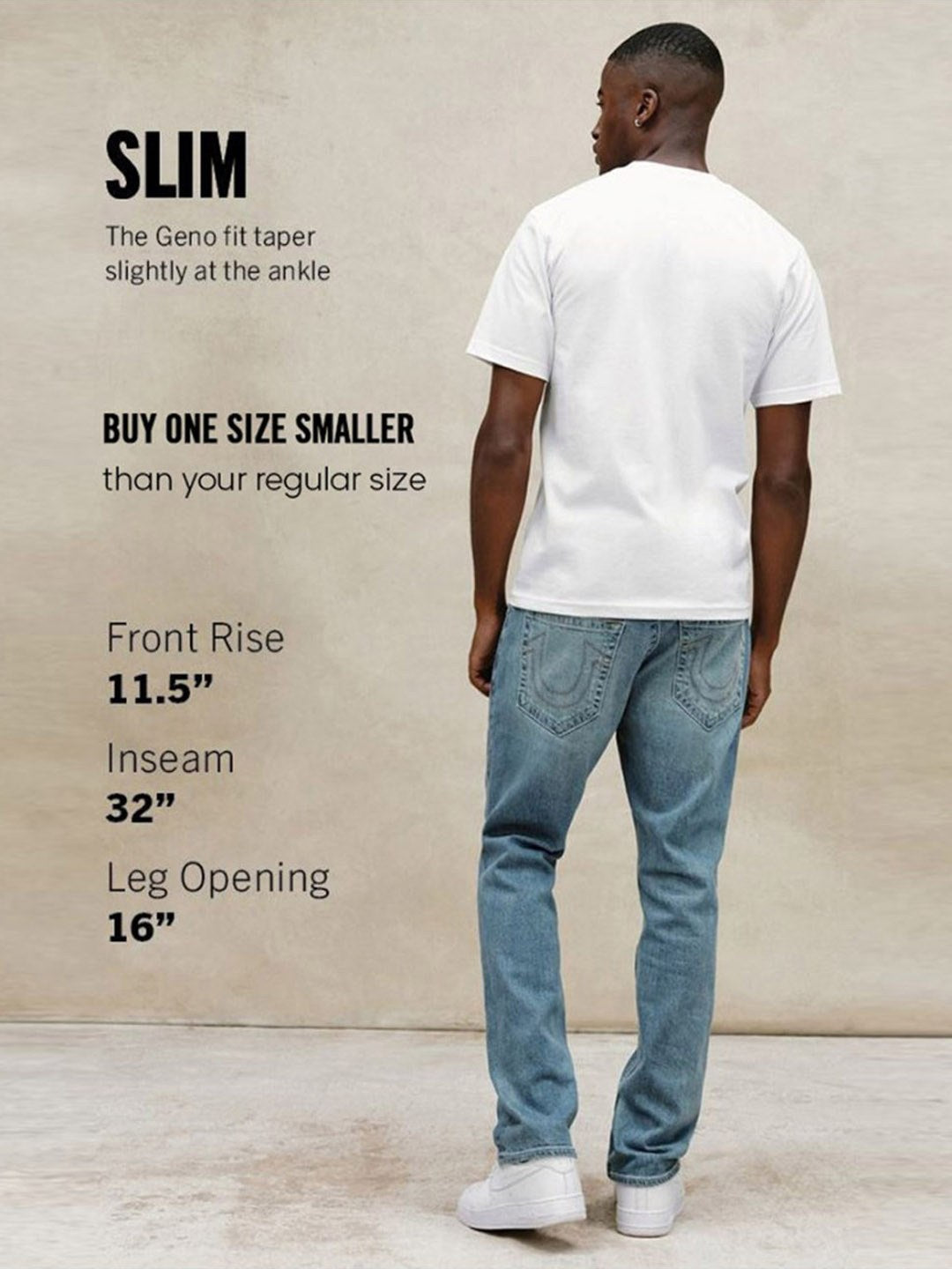 True Religion Men Grey Geno SN Solid Slim Fit Jeans