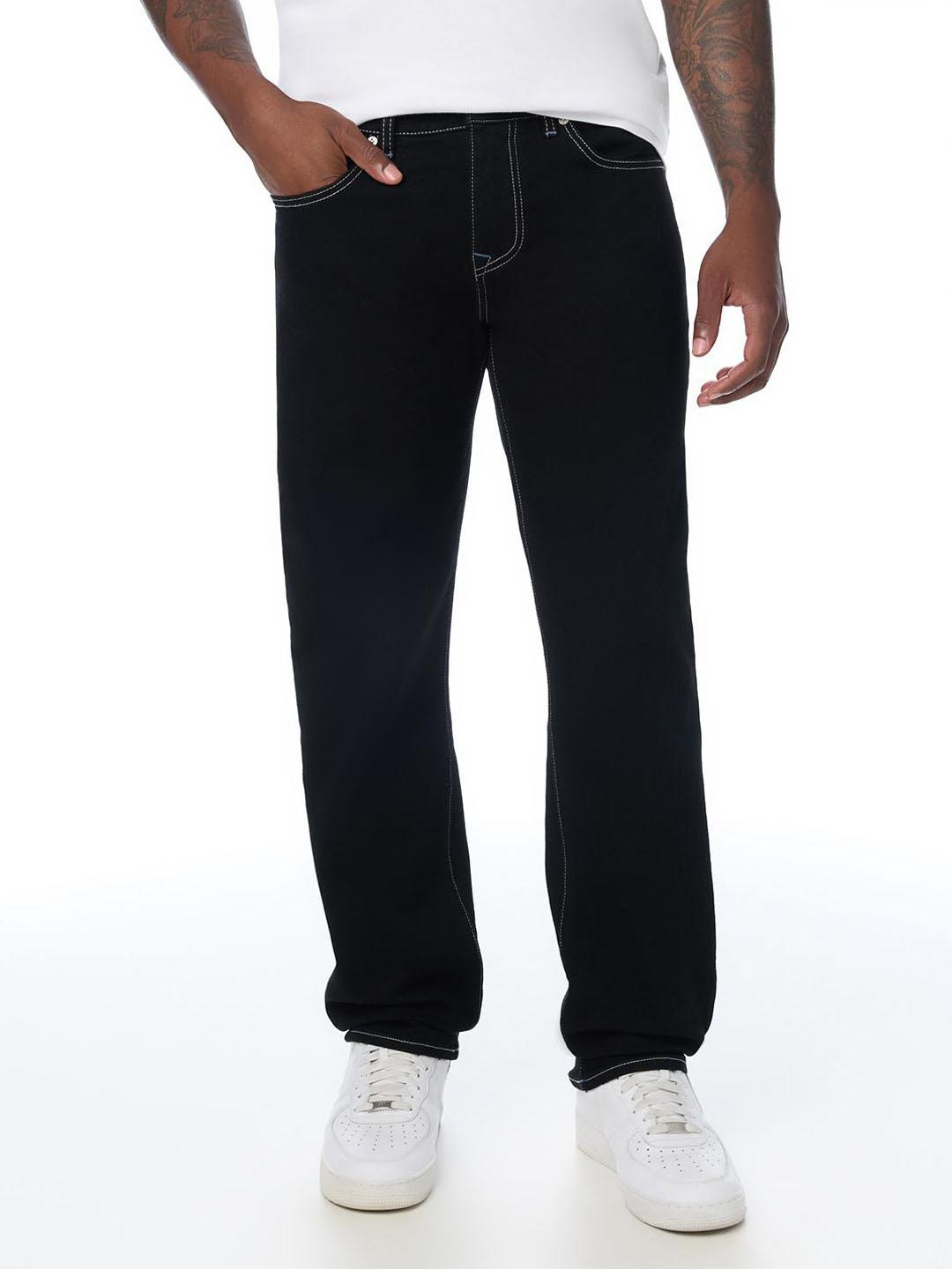 True Religion Men Ricky SN Black Solid Straight Fit Jeans