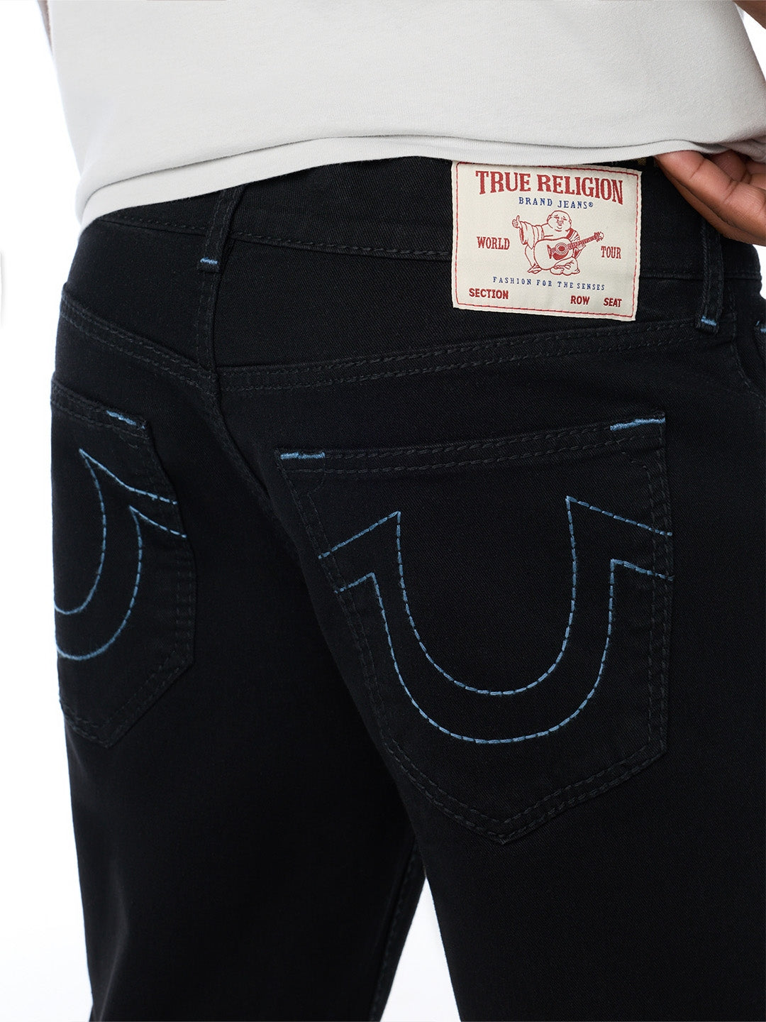 True Religion Men Black Geno Big T Solid Slim Fit Jeans