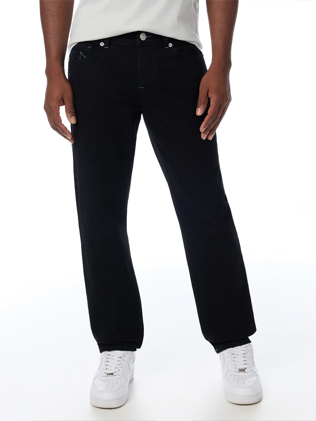 True Religion Men Black Geno Big T Solid Slim Fit Jeans