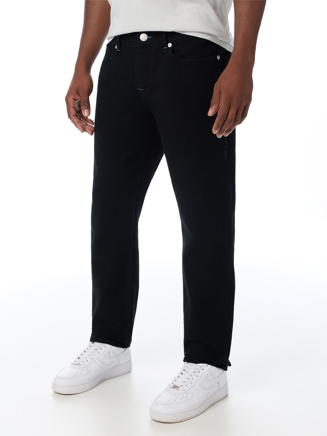True Religion Men Black Geno Big T Solid Slim Fit Jeans