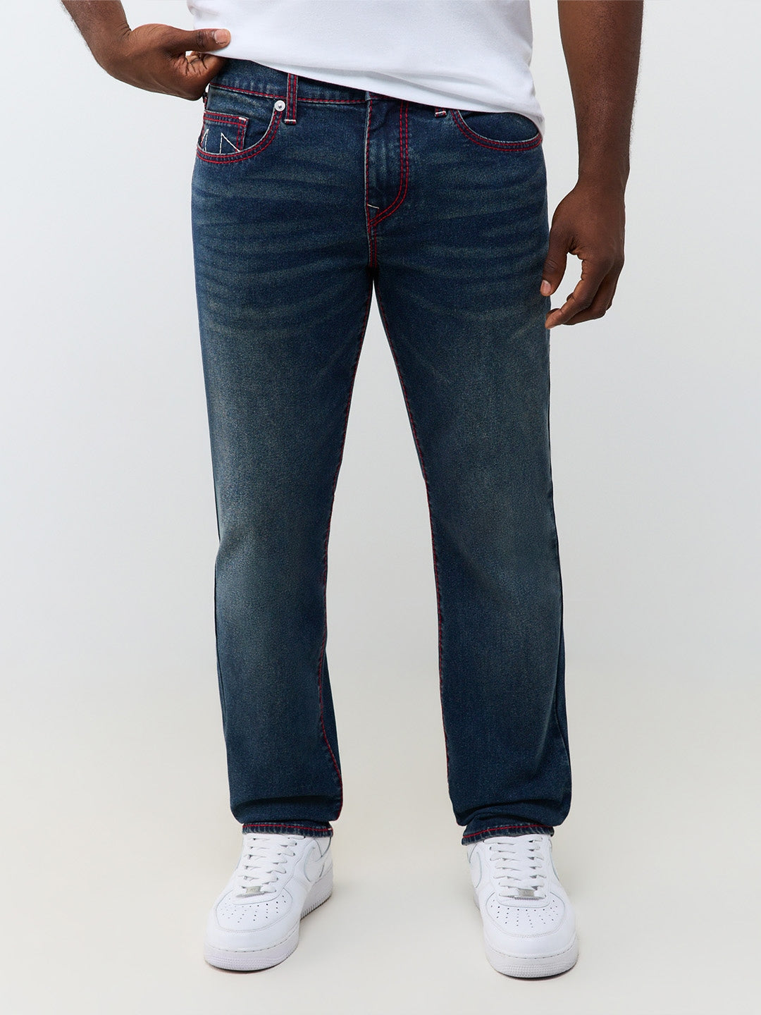 True Religion Men Navy Blue Geno Big T Solid Slim Fit Jeans