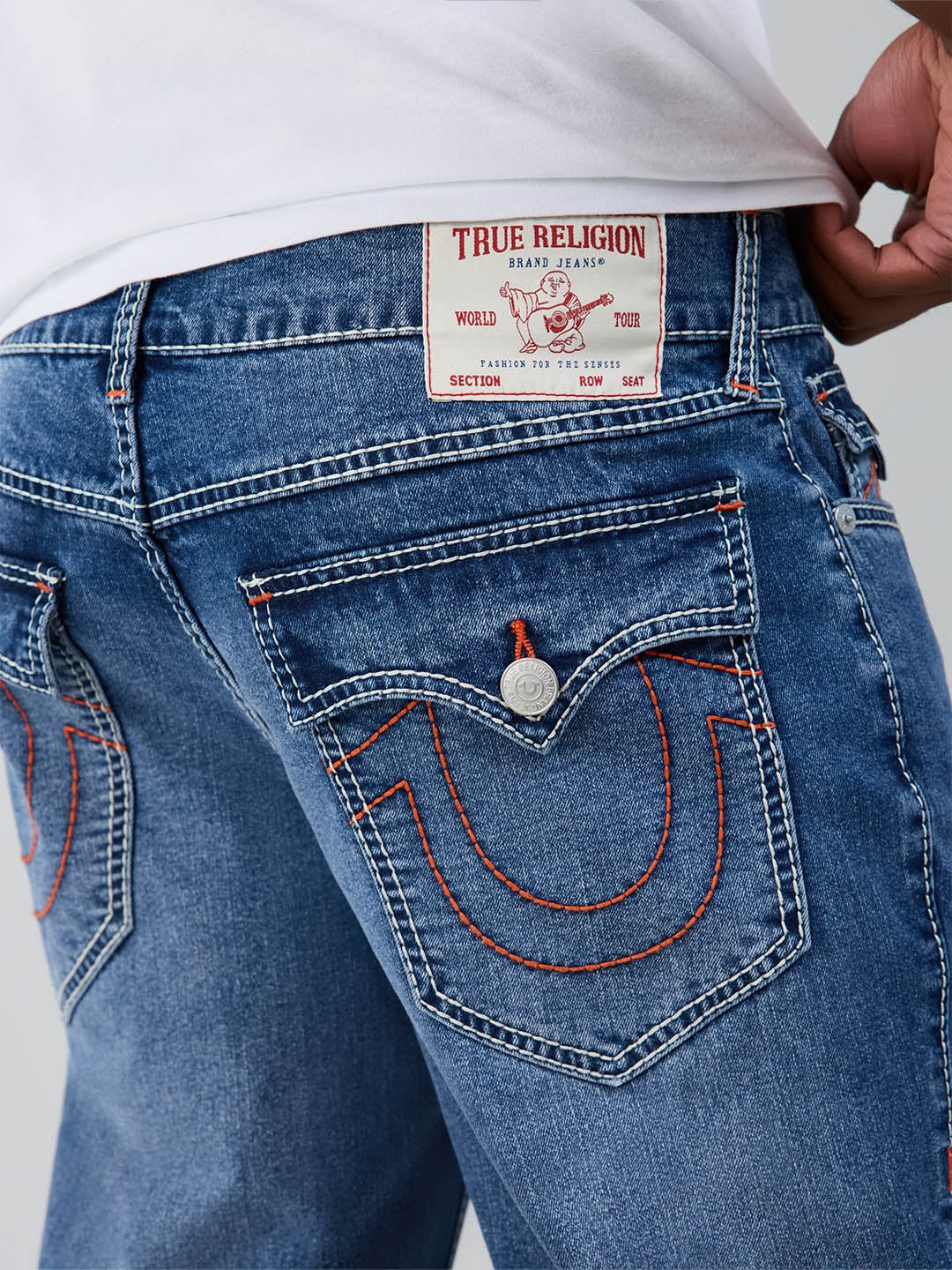 True Religion Men Navy Blue Geno Big T Solid Slim Fit Jeans