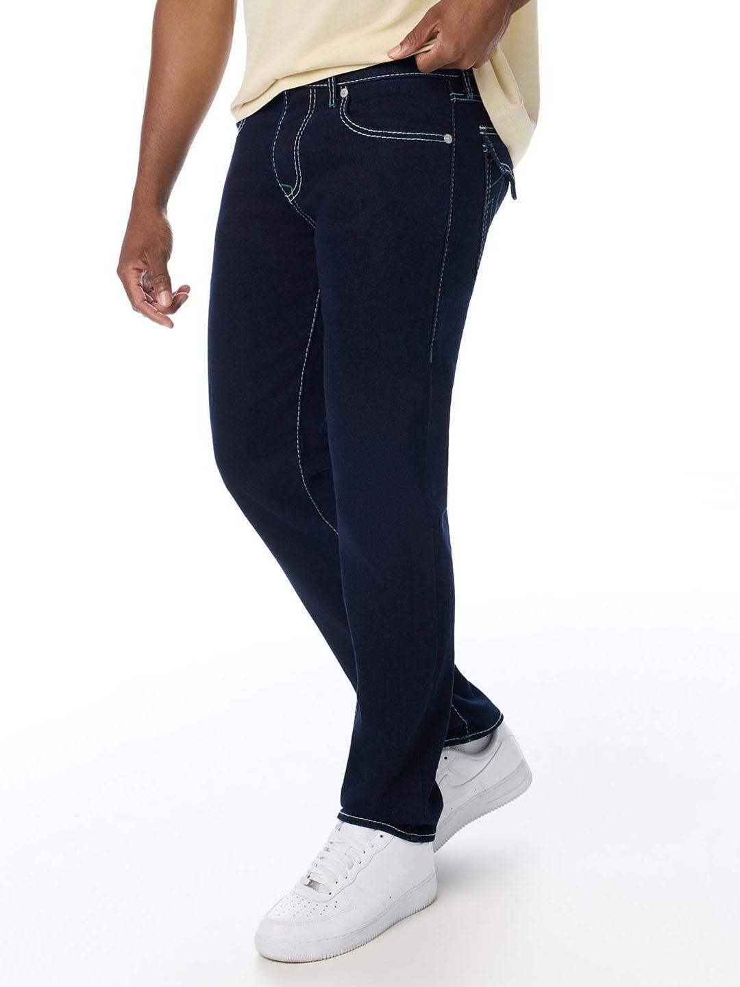 True Religion Men Geno Big T Navy Blue Solid Slim Fit Jeans