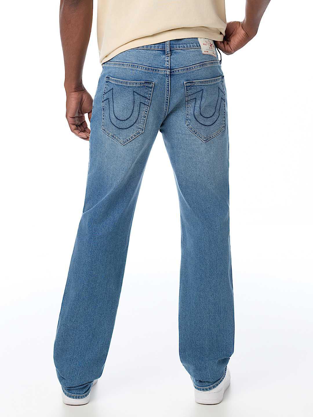 True Religion Men Ricky SN Blue Solid Straight Fit Jeans