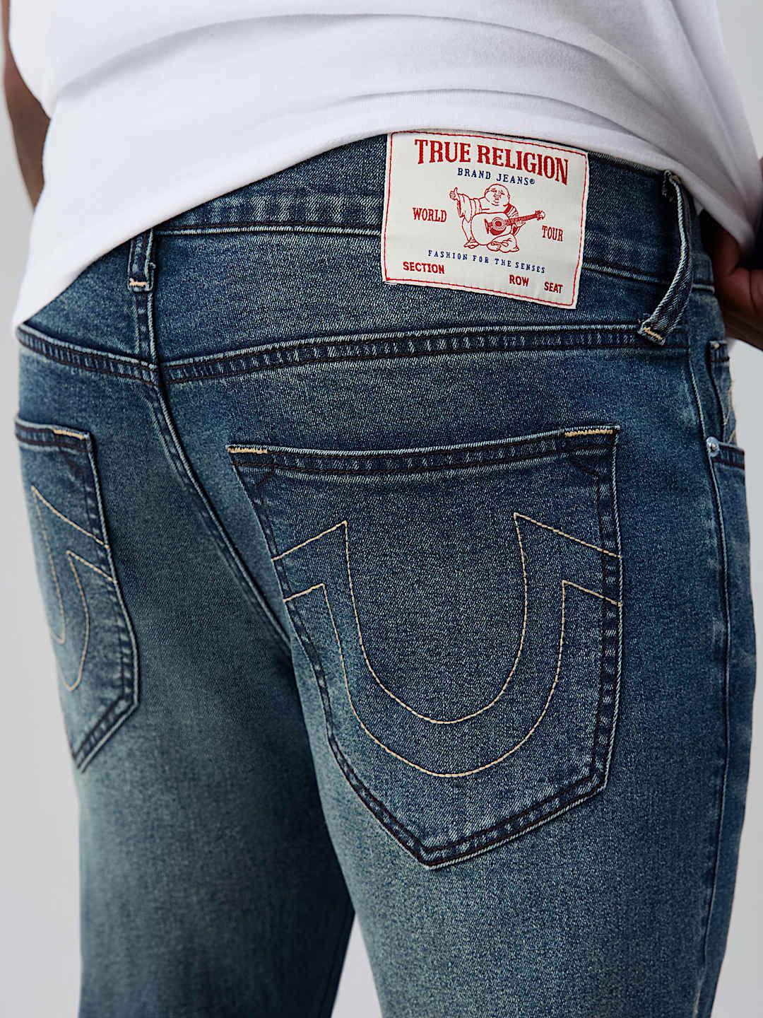 True Religion Men Rocco SN Navy Blue Solid Skinny Fit Jeans