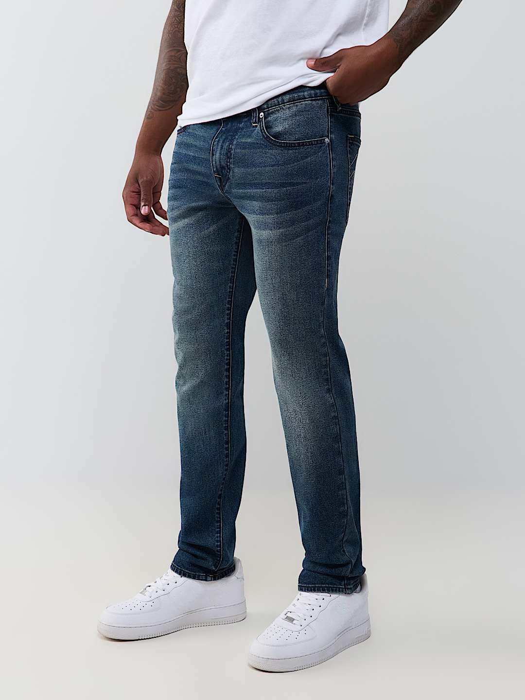True Religion Men Rocco SN Navy Blue Solid Skinny Fit Jeans