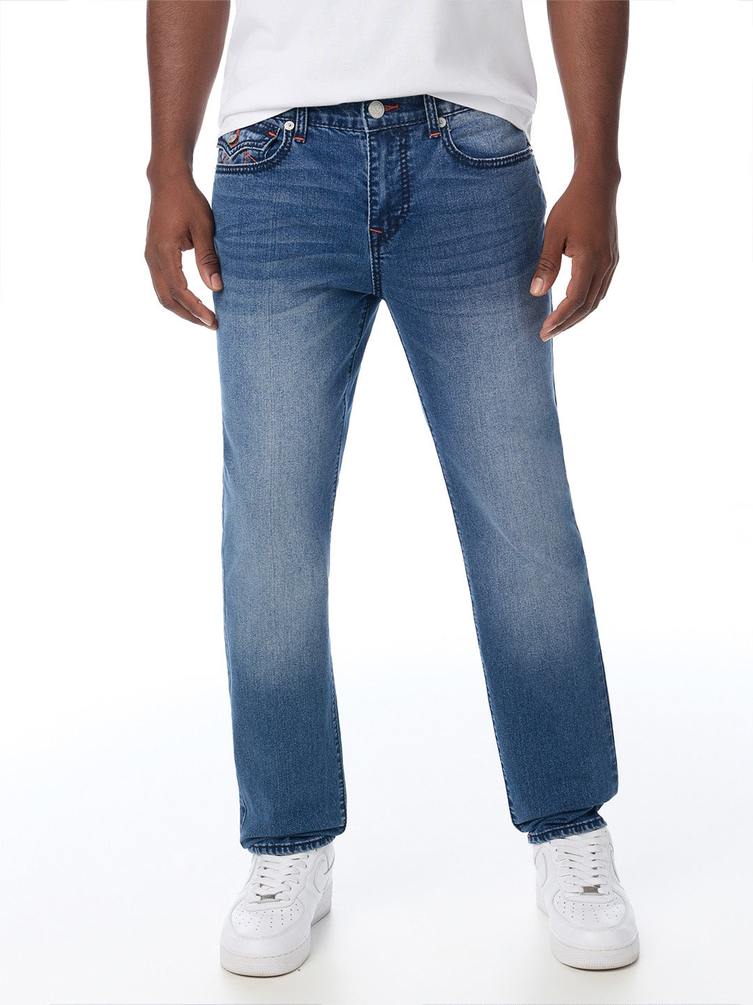 True Religion Men Blue Rocco Big T Solid Skinny Fit Jeans