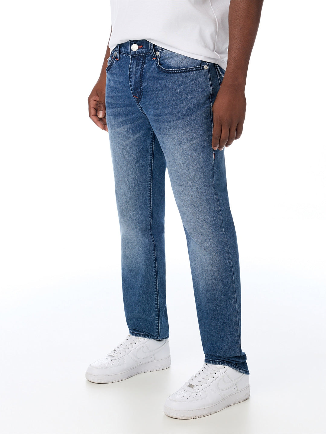 True Religion Men Blue Rocco Big T Solid Skinny Fit Jeans