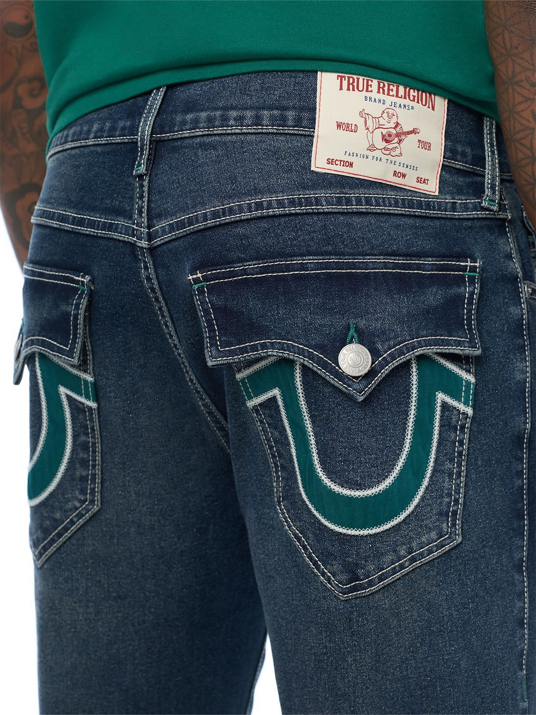 True Religion Men Navy Blue Ricky SN Solid Straight Fit Jeans