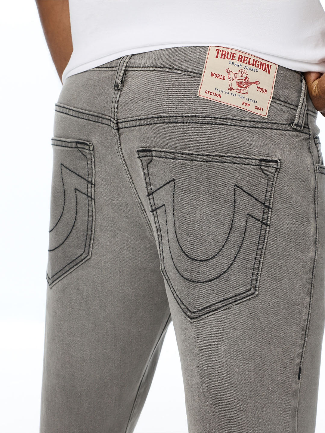 True Religion Men Grey Ricky SN Graphic Straight Fit Jeans