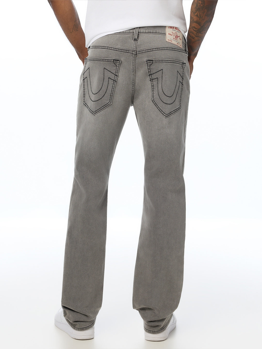 True Religion Men Grey Ricky SN Graphic Straight Fit Jeans