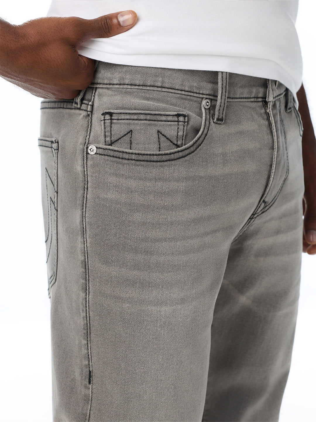 True Religion Men Grey Ricky SN Graphic Straight Fit Jeans