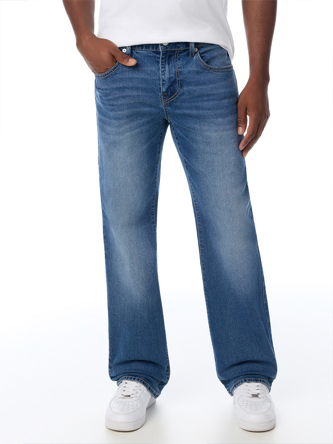True Religion Men Blue Billy SN Solid Bootcut Jeans