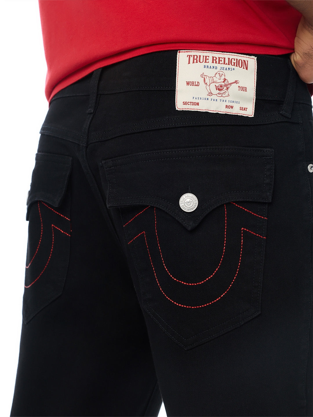 True Religion Men Black Geno SN Solid Slim Fit Jeans