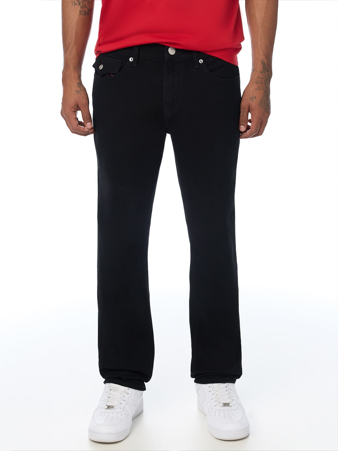 True Religion Men Black Geno SN Solid Slim Fit Jeans