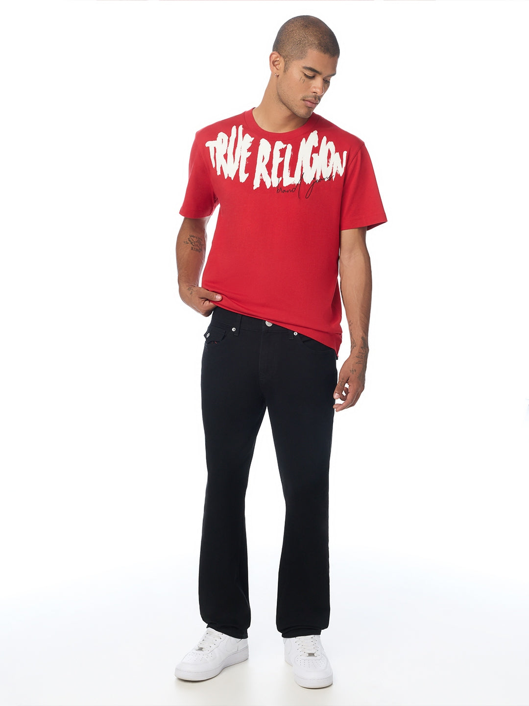 True Religion Men Black Geno SN Solid Slim Fit Jeans