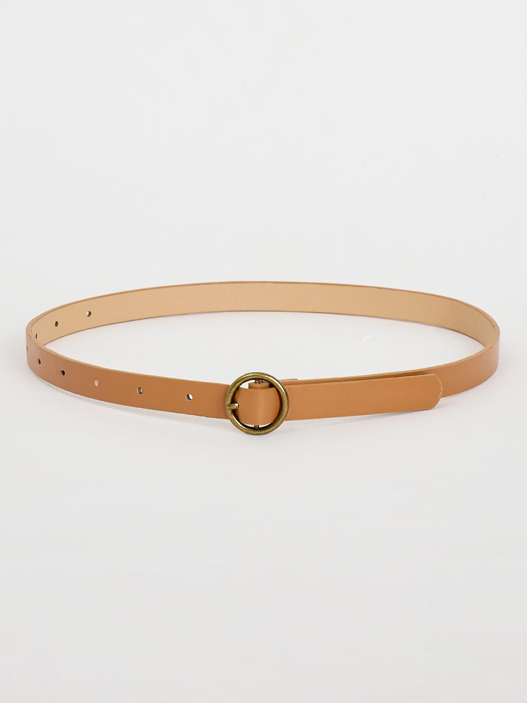 Blue Giraffe Girls Brown Solid PU Buckle Belt