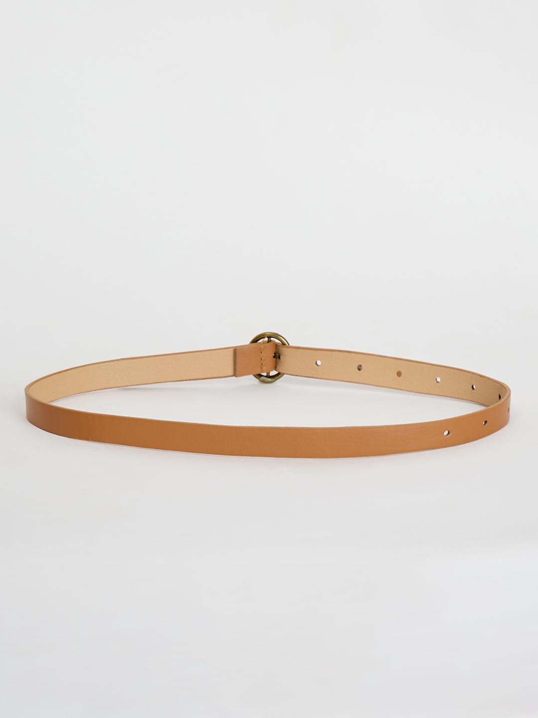 Blue Giraffe Girls Brown Solid PU Buckle Belt