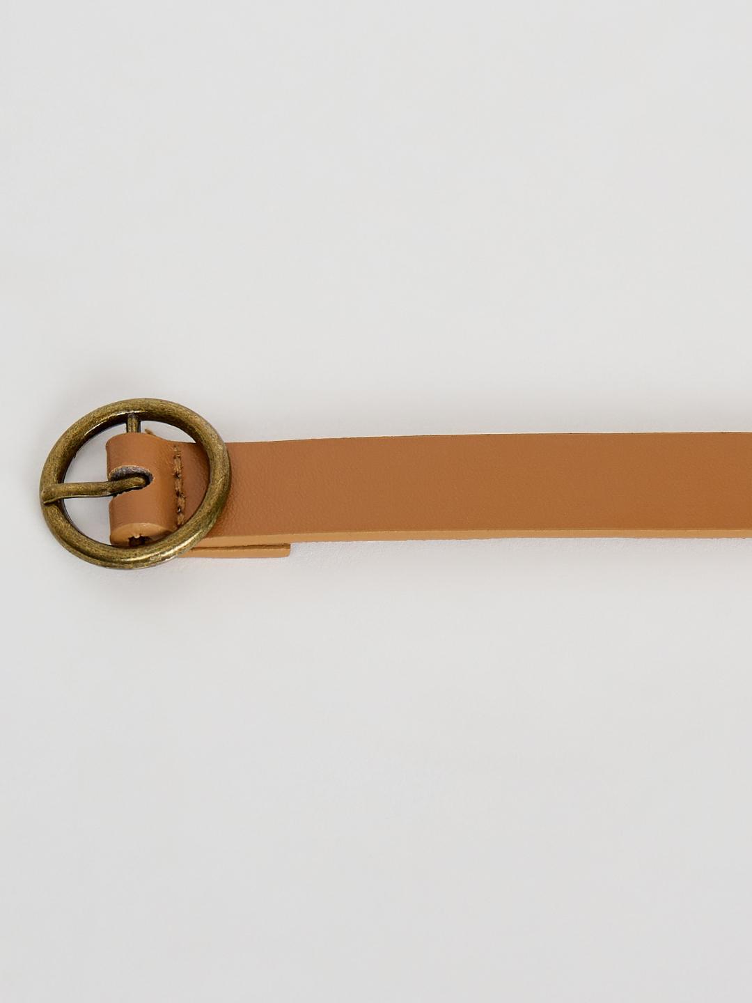 Blue Giraffe Girls Brown Solid PU Buckle Belt